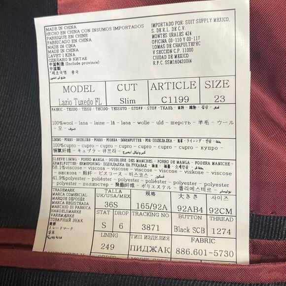 Vitale Barberis Canonico Lazio Black Wool Long Sleeve Slim Blazer Jacket Size S - Picture 4 of 4